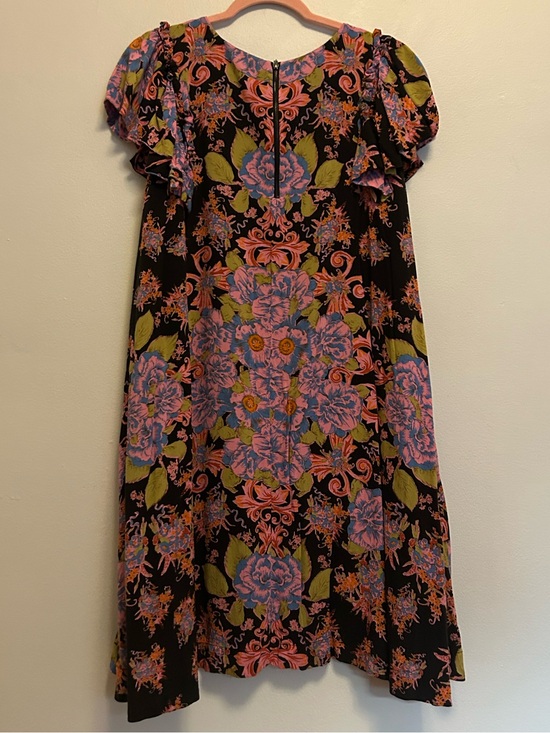 Free People Dresses & Skirts - Free People Black Mini Dress with Pink and Green Floral Print